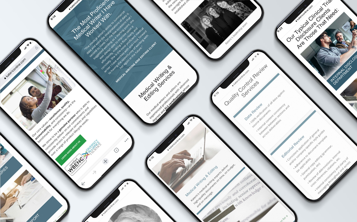 Kateric website design on mobile phones
